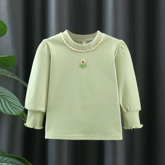 Bnwani Long Sleeve Toddler Shirt Cotton Fall Cotton Crew Neck Warm Thin Thick Soft Solid Tops 0-6 Months