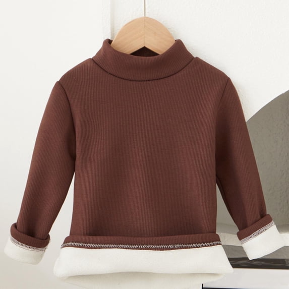 Bnwani Long Sleeve Toddler Shirt Cotton Fleece Warm Thick Casual Solid Tops 24 Months