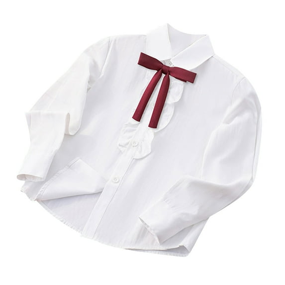 Bnwani Long Sleeve Toddler Shirt Cotton Lapel Casual Solid Lace Tops