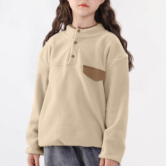 Bnwani Long Sleeve Toddler Shirt Crew Neck Warm Casual Solid Tops 4-5t