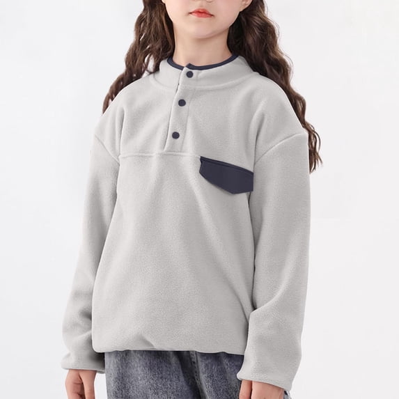 Bnwani Long Sleeve Toddler Shirt Crew Neck Warm Casual Solid Tops