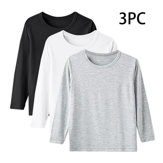 Bnwani Long Sleeve Toddler Shirt Fall Spring Crew Neck Thin Solid Tops