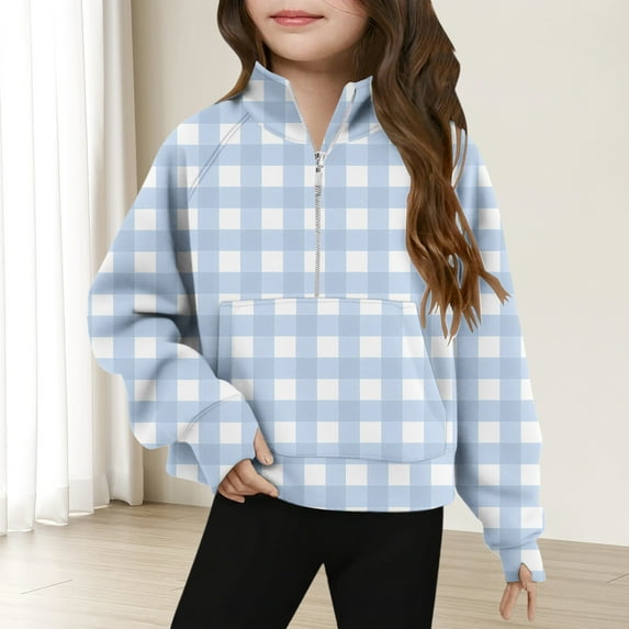 Bnwani Long Sleeve Toddler Shirt Hoodless Fleece Lattice Tops 7-8 Years
