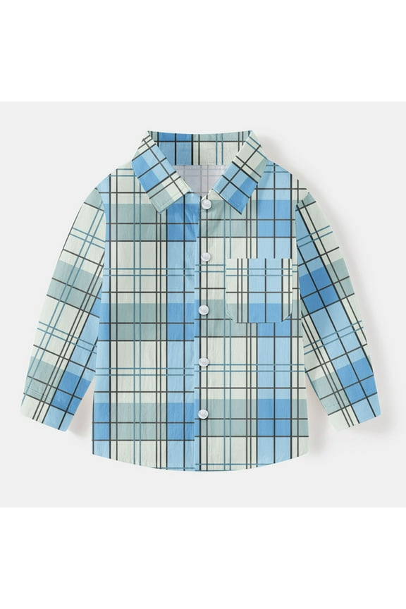 Long Sleeve Toddler Shirt Uniform Casual Fashion Cute Lattice Pocket Tops 3-4t