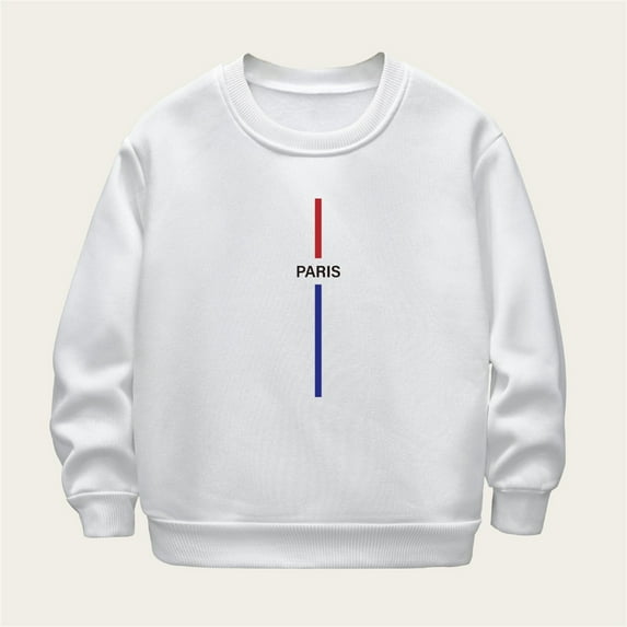 Bnwani Long Sleeve Toddler Shirt White Crew Neck Fleece Casual Tops 3-4t