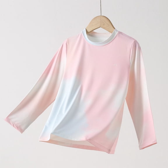 Bnwani Long Sleeve Toddler Shirt White Crew Neck Outdoor Sunscreen Thin Tops 3-4t