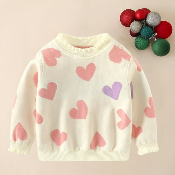 Bnwani Long Sleeve Toddler Shirt Winter Spring Fleece Thick Heart Tops 7-8 Years