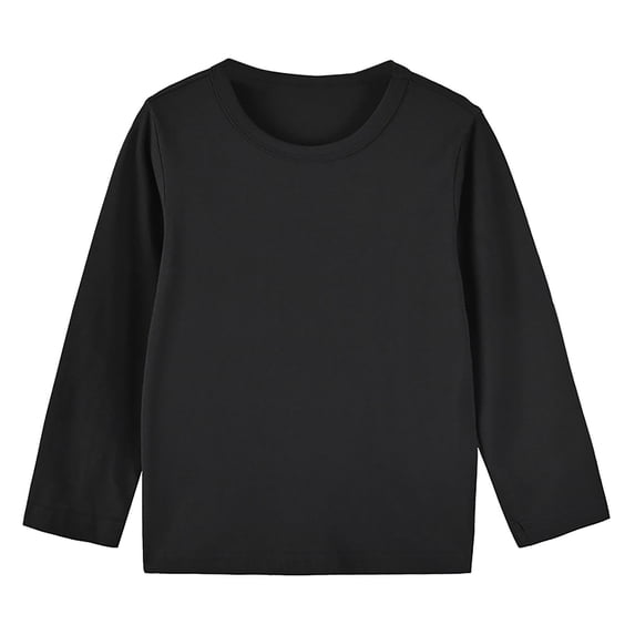Bnwani Long Sleeve Toddler Shirts Boys Cotton Black Cotton Crew Neck Solid Tops 12-24 Momths