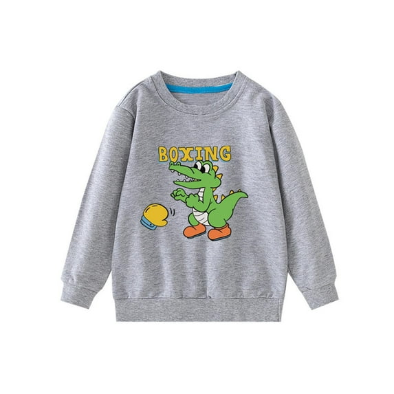 Bnwani Long Sleeve Toddler Shirts Boys Cotton Crew Neck Loose Casual Printed Tops 4-5t