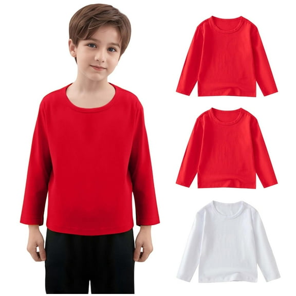 Bnwani Long Sleeve Toddler Shirts Boys Cotton Crew Neck Soft Casual Fashion Cute Solid Tops 4-5t