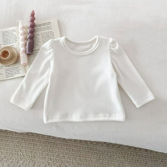 Bnwani Long Sleeve Toddler Shirts Boys Cotton White Fall Spring Cotton Thin Solid Tops 0-6 Months