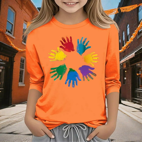 Bnwani Long Sleeve Toddler Shirts Boys Crew Neck Casual Originality Printed Tops