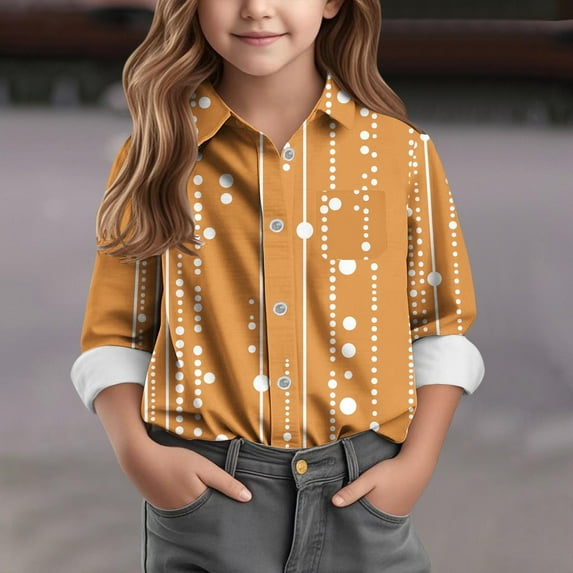 Bnwani Long Sleeve Toddler Shirts Boys Lapel Casual Fashion Printed Tops 3-4t