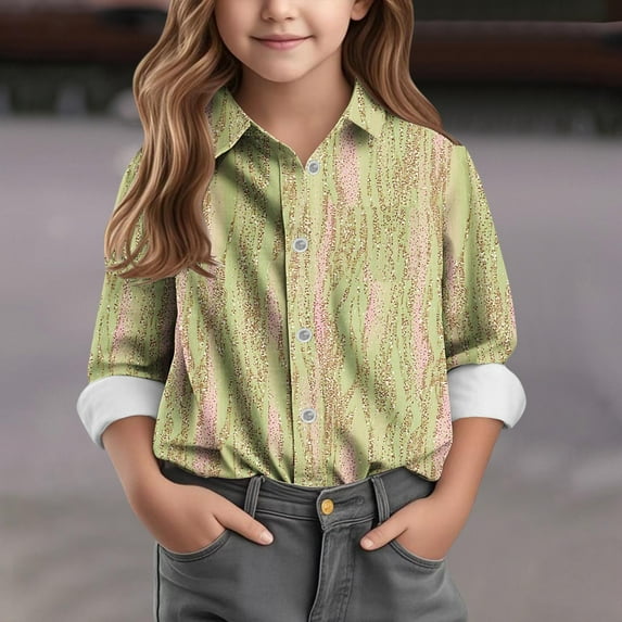 Bnwani Long Sleeve Toddler Shirts Boys Lapel Casual Fashion Printed Tops