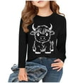 thumbnail image 1 of Bnwani Long Sleeve Toddler Shirts Girls Black Fall Crew Neck Casual Fashion Printed Tops 3-4t, 1 of 4
