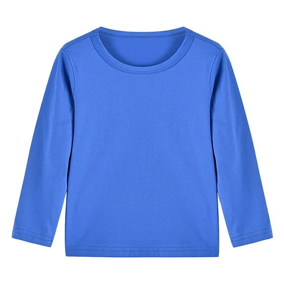 Bnwani Long Sleeve Toddler Shirts Girls Cotton Cotton Crew Neck Solid Tops 12-24 Momths