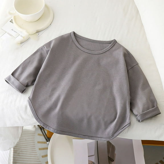 Bnwani Long Sleeve Toddler Shirts Girls Cotton Crew Neck Casual Fashion Cute Solid Tops 24 Months