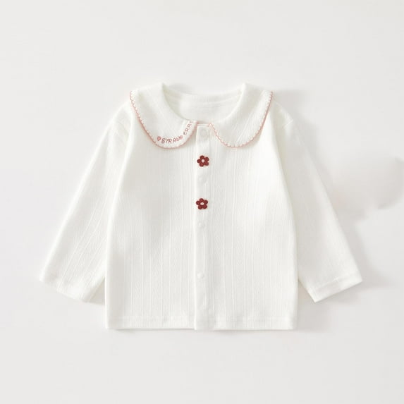 Bnwani Long Sleeve Toddler Shirts Girls Cotton Crew Neck Casual Fashion Floral Tops 0-6 Months