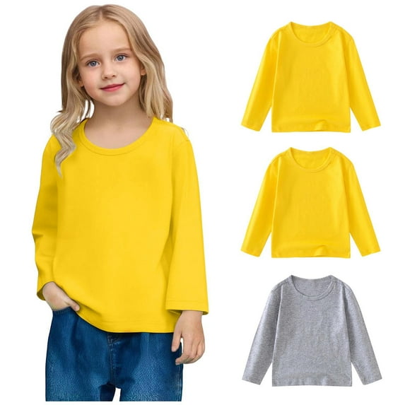 Bnwani Long Sleeve Toddler Shirts Girls Cotton Crew Neck Soft Casual Fashion Cute Solid Tops 24 Months