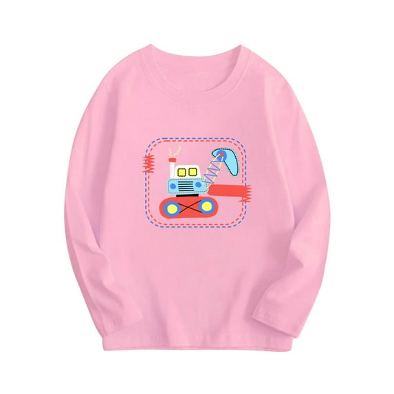 Bnwani Long Sleeve Toddler Shirts Girls Cotton Fall Crew Neck Casual Fashion Printed Tops 3-4t