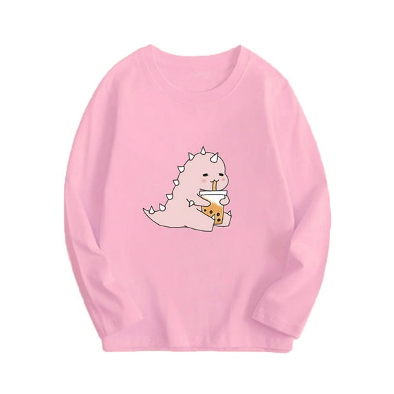 Bnwani Long Sleeve Toddler Shirts Girls Cotton Fall Crew Neck Casual Fashion Printed Tops