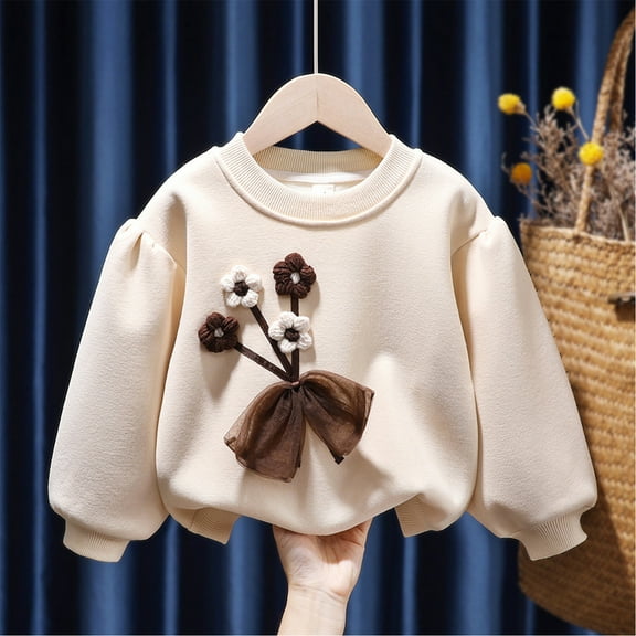 Bnwani Long Sleeve Toddler Shirts Girls Cotton Fleece Fashion Tops 0-6 Months