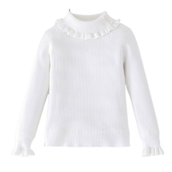 Bnwani Long Sleeve Toddler Shirts Girls Cotton White Crew Neck Casual Fashion Printed Tops 4-5t