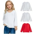 thumbnail image 1 of Bnwani Long Sleeve Toddler Shirts Girls Cotton White Crew Neck Soft Casual Fashion Cute Solid Tops 24 Months, 1 of 7