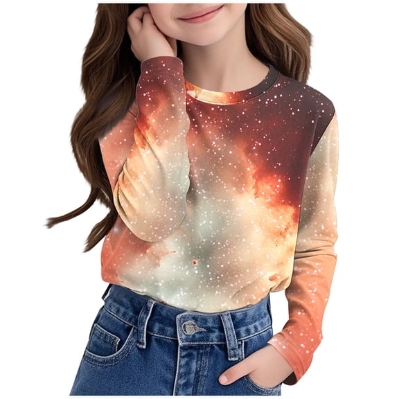 Bnwani Long Sleeve Toddler Shirts Girls Crew Neck Casual Cute Printed Tops 3-4t