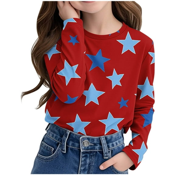 Bnwani Long Sleeve Toddler Shirts Girls Crew Neck Casual Cute Printed Tops 4-5t