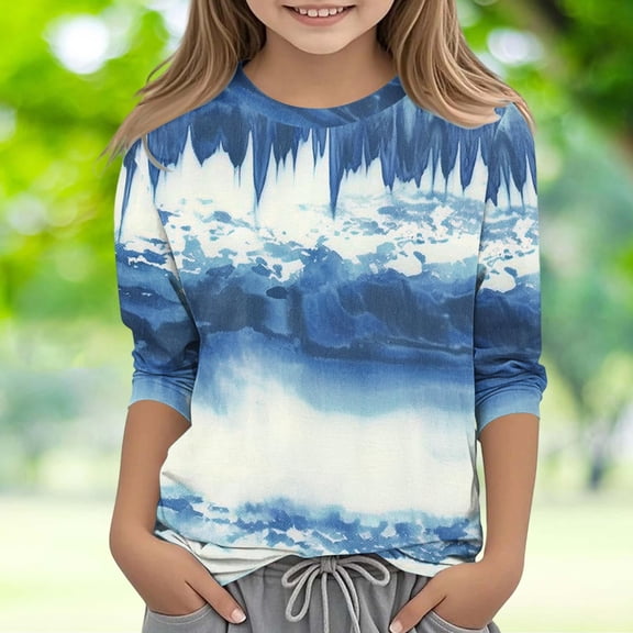 Bnwani Long Sleeve Toddler Shirts Girls Crew Neck Casual Fashion Originality Printed Tops 3-4t