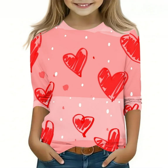 Bnwani Long Sleeve Toddler Shirts Girls Crew Neck Casual Fashion Solid Printed Tops 4-5t