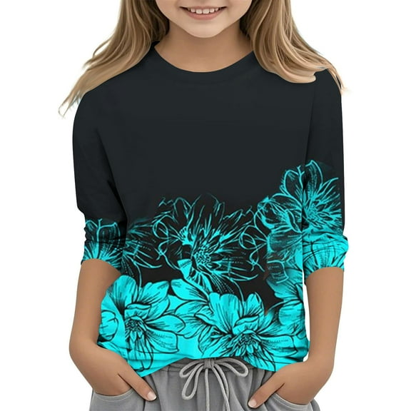 Bnwani Long Sleeve Toddler Shirts Girls Crew Neck Casual Printed Tops 3-4t