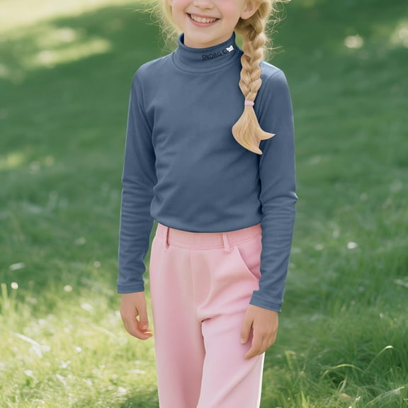 Bnwani Long Sleeve Toddler Shirts Girls Crew Neck Warm Solid Tops 9 Years