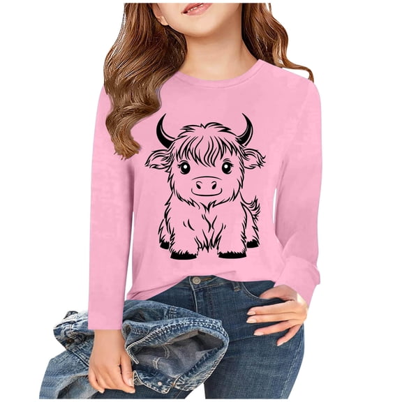 Bnwani Long Sleeve Toddler Shirts Girls Fall Crew Neck Casual Fashion Printed Tops 3-4t