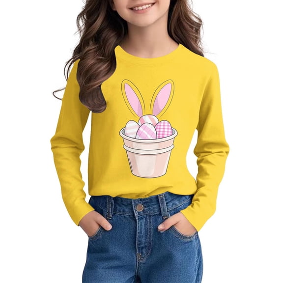 Bnwani Long Sleeve Toddler Shirts Girls Fall Crew Neck Casual Printed Tops 9 Years