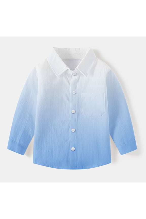 Long Sleeve Toddler Shirts Girls Uniform Casual Fashion Cute Gradient Pocket Tops 3-4t