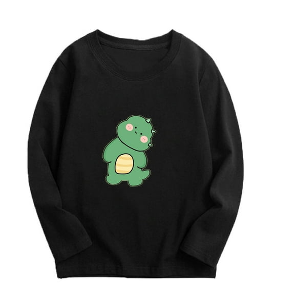 Bnwani Long Sleeve Toddler Shirts Plain Cotton Black Fall Crew Neck Casual Fashion Printed Tops 9 Years