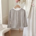 thumbnail image 1 of Bnwani Long Sleeve Toddler Shirts Plain Cotton Crew Neck Sunscreen Casual Cute Striped Tops 7-8 Years, 1 of 5