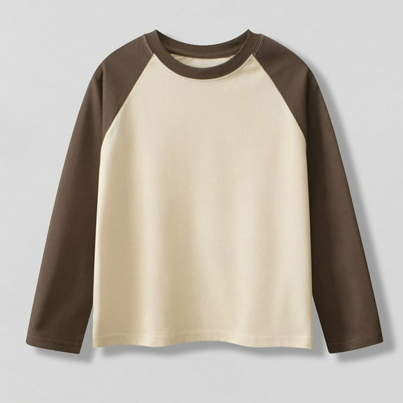 Bnwani Long Sleeve Toddler Shirts Plain Cotton Crew Neck Thin Solid Tops 9 Years
