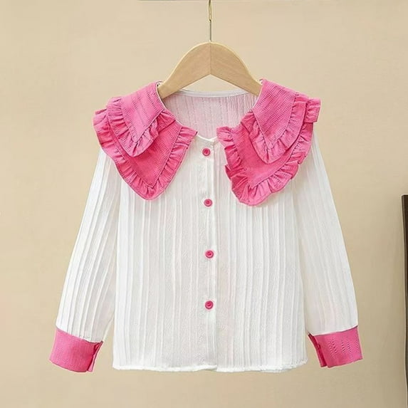 Bnwani Long Sleeve Toddler Shirts Plain Cotton Lapel Thin Casual Solid Tops 4-5t