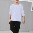 thumbnail image 1 of Bnwani Long Sleeve Toddler Shirts Plain Cotton White Fall Cotton Crew Neck Thin Casual Solid Tops 3-4t, 1 of 8