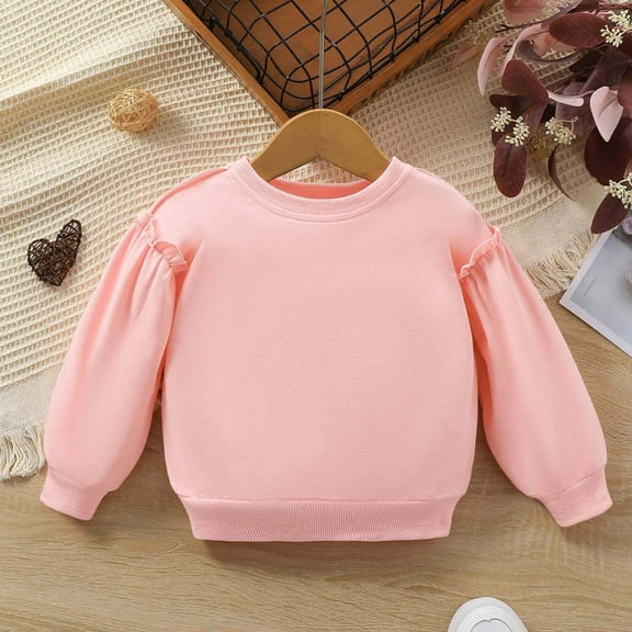 Bnwani Long Sleeve Toddler Shirts Plain Crew Neck Casual Cute Tops 0-6 Months