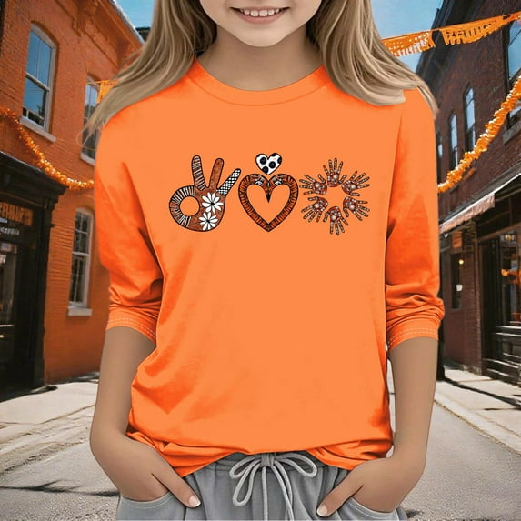 Bnwani Long Sleeve Toddler Shirts Plain Crew Neck Casual Originality Printed Tops 7-8 Years