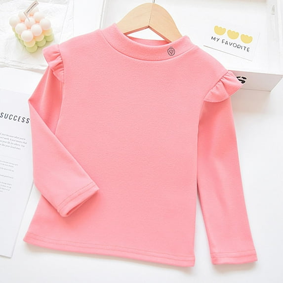 Bnwani Long Sleeve Toddler Shirts Plain Crew Neck Casual Printed Tops 12-24 Momths