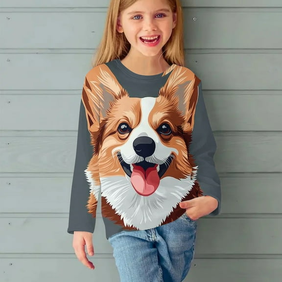 Bnwani Long Sleeve Toddler Shirts Plain Crew Neck Fashion Printed Tops