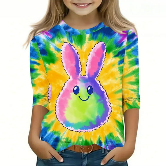 Bnwani Long Sleeve Toddler Shirts Plain Crew Neck Printed Tops 3-4t