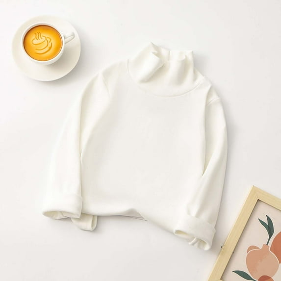 Bnwani Long Sleeve Toddler Shirts Plain White Crew Neck Solid Tops