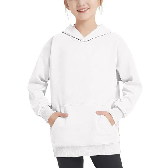 Bnwani Long Sleeve Toddler Shirts Plain White Hooded Fashion Tops 3-4t