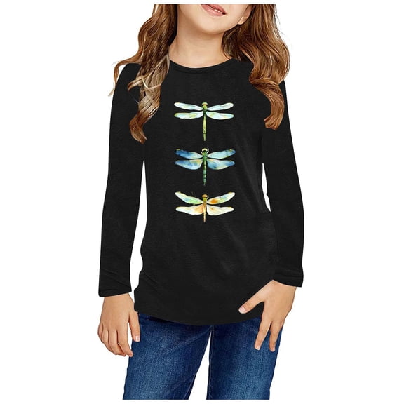 Bnwani Long Sleeve Toddler T Shirt Black Crew Neck Casual Cute Tops 4-5t